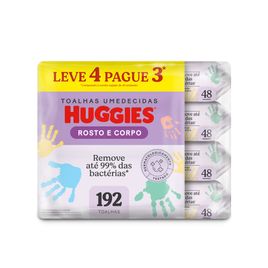 Lenços Umedecidos Huggies Rosto e Corpo Limpeza 4x48 Un